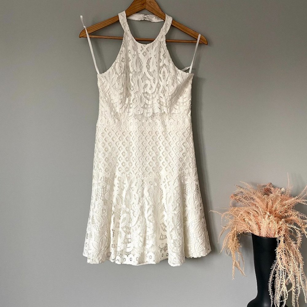 PARKER White Lace Halter Dress